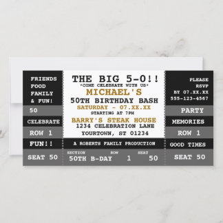 50. Geburtstag Konzert Ticket Party Einladungen