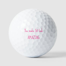 50. Geburtstag Lady Golfer Pink Name Elegant Golfball