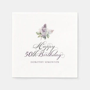50. Geburtstag Lila Lilac Spring Blume Cocktail Serviette