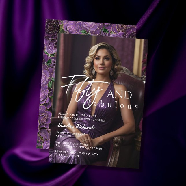 50. Geburtstag Lila Rose Einladung (Von Creator hochgeladen)