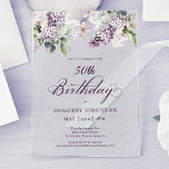 50. Geburtstag Lila Spring Lilac Blume Acryleinladungen<br><div class="desc">Weiche Wasserfarbe lila Lilacs schaffen eine hübsche Frühjahr 50. Geburtstagseinladung. Die Typografie fügt eine elegante Ästhetik hinzu. Es ist Teil der Lila Spring Lilac Blume Kollektion. Es lasse Ihnen,  ein Thema zu wählen und dann einfach eine einzigartige Einladungspauschale,  Begrüßungsschilder und Party Dekoration zu erstellen. Party-Planung macht Spaß und Spaß.</div>