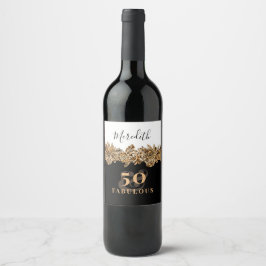 50. Geburtstag Luxus Golden Blume Elegante Klasse Weinetikett