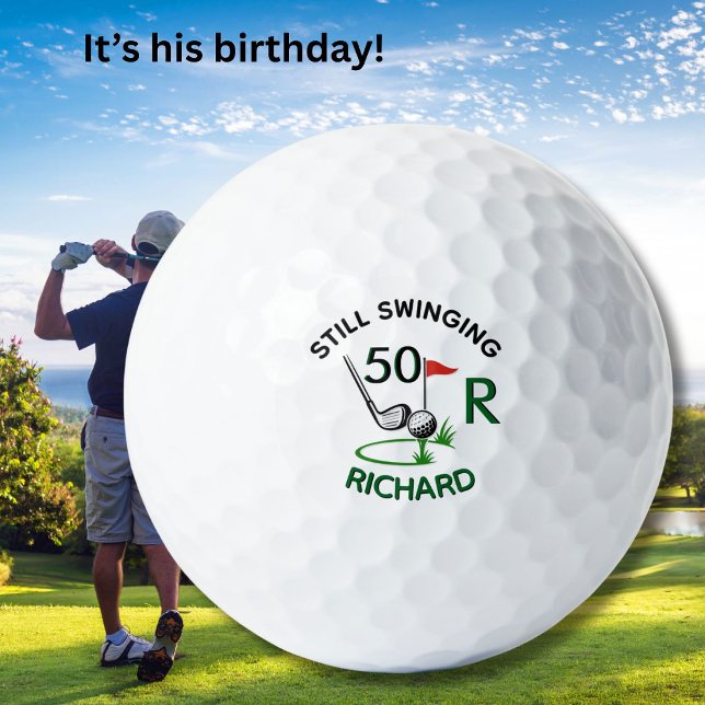 50. Geburtstag Männer Monogramm Name Golfball (Von Creator hochgeladen)