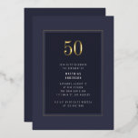 50. Geburtstag Minimal Eleganter dunkler Goldrahme Folieneinladung<br><div class="desc">50. Geburtstag Minimal Elegant Lila Gray Gold Rahmen Foil Geburtstagsparty Einladung</div>