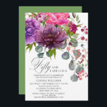 50. Geburtstag mit fantasievoller Elegant Einladung<br><div class="desc">50. Geburtstag Einladungen mit elegantem, elegantem Flair. Freuen Sie sich auf ein stilvolles Bouquet in Aquarellfarben in Rosa, lila und bordeauxfarben mit Grün. Fügen Sie einfach Ihren eigenen Text für Ihre Einladungen zum 50. Geburtstag hinzu. Personalisiert, indem Sie den Text in den dafür vorgesehenen Textfeldern bearbeiten. Entworfen von ©Evco Studio...</div>