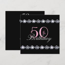 50. Geburtstag mit rosa Glitzer und Diamonds Invit Einladung