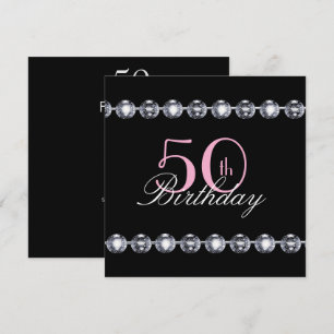 50. Geburtstag mit rosa Glitzer und Diamonds Invit Einladung