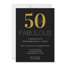 50. Geburtstag Moderne Black Gold Party Einladung