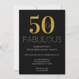 50. Geburtstag Moderne Black Gold Party Einladung