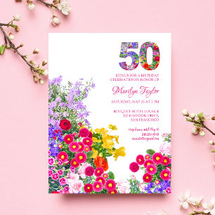 50. Geburtstag moderne Blumenkarte Postkarte