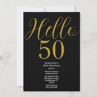 50. Geburtstag Modernes Black Gold Geburtstag Einladung