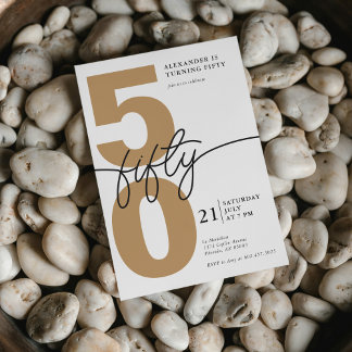 50. Geburtstag Modernes Minimalistisches Schwarzes Einladung