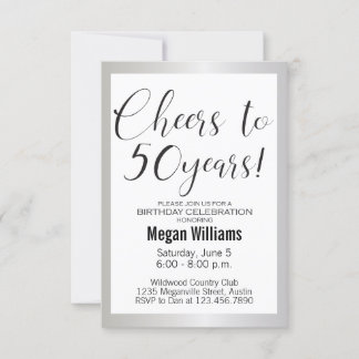 50. Geburtstag Modernes Minimalistisches Silver Pa Einladung