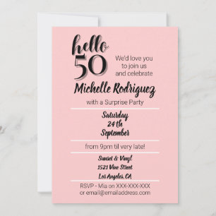 50. Geburtstag Modernes Party in Rosa und Schwarz Einladung