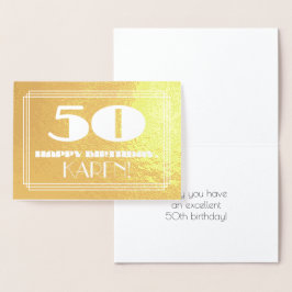 50. Geburtstag: Name + Art Deco Inspiriert Aussehe Folienkarte