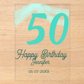 50. Geburtstag Name Datum Jahr grün Pastell fett Acryleinladungen