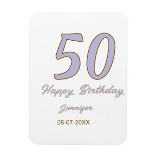 50. Geburtstag Name Datum Jahr lila braun Mode Magnet
