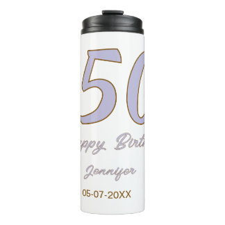 50. Geburtstag Name Datum Jahr lila braun Mode Thermosbecher