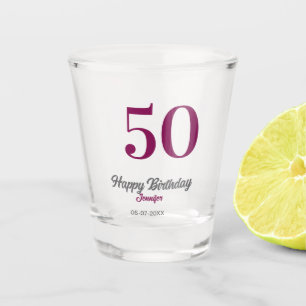 50. Geburtstag Name Datum Jahr lila Vorlage Schnapsglas