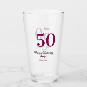 50. Geburtstag Name Datum Jahr Mauve Vorlage Glas