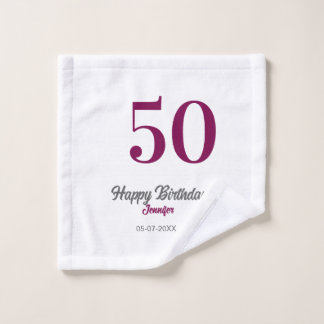50. Geburtstag Name Datum Jahr Mauve Vorlage  Waschlappen