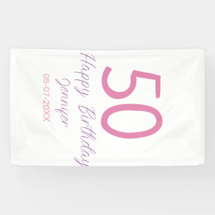 50. Geburtstag Name Datum Jahr rosa Vorlage los Banner