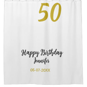 50. Geburtstag Name Datum Jahr schwarze Vorlage ge Duschvorhang