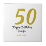 50. Geburtstag Name Datum Jahr schwarze Vorlage ge Fliese<br><div class="desc">bearbeitbares Design</div>