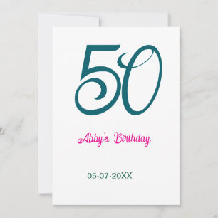 50. Geburtstag Name Jahr Türkis Rosa Fett Einladung