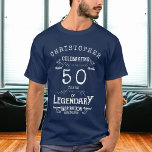 50. Geburtstag Name Legendary Blue Legend hinzufüg T-Shirt<br><div class="desc">Für diejenigen, die ihren Geburtstag feiern, haben wir den idealen Geburtstagsparty-T - Shirt mit einem Vintagen Gefühl. Der blaue Hintergrund mit weißem Vintagem Typografie-Design ist einfach und dennoch elegant mit Retro-Ambiente. Passen Sie den Text einfach mit der bereitgestellten Vorlage an. Sehen Sie sich an, wie Sie Geburtstagsgeschenke und -materialien abgleichen...</div>