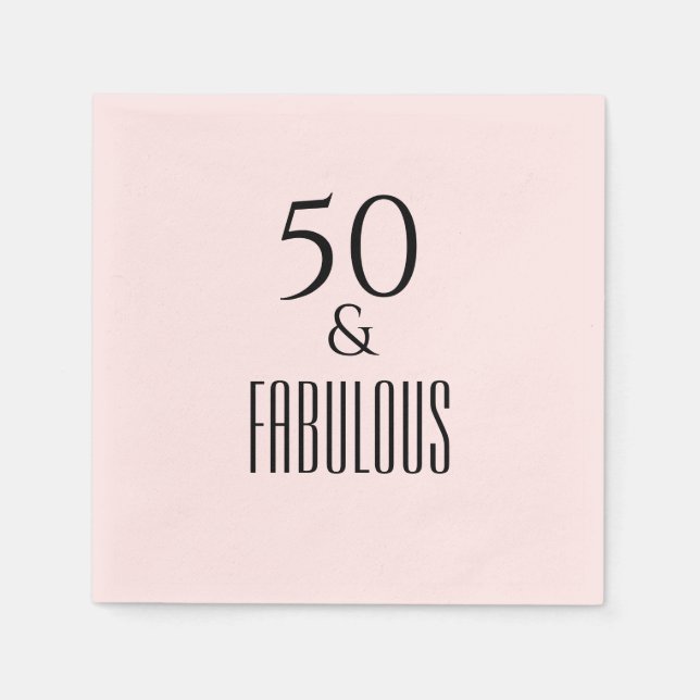 50. Geburtstag Napkins Pink Black Text Serviette (Vorderseite)