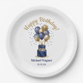 50. Geburtstag Navy Blue Balloon Cake Pappteller