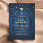 50. Geburtstag Navy Blue Modern Gold Cocktail Part Einladung<br><div class="desc">Navy Blue Modern Gold 50. Geburtstag Cocktail Party Einladungen.</div>