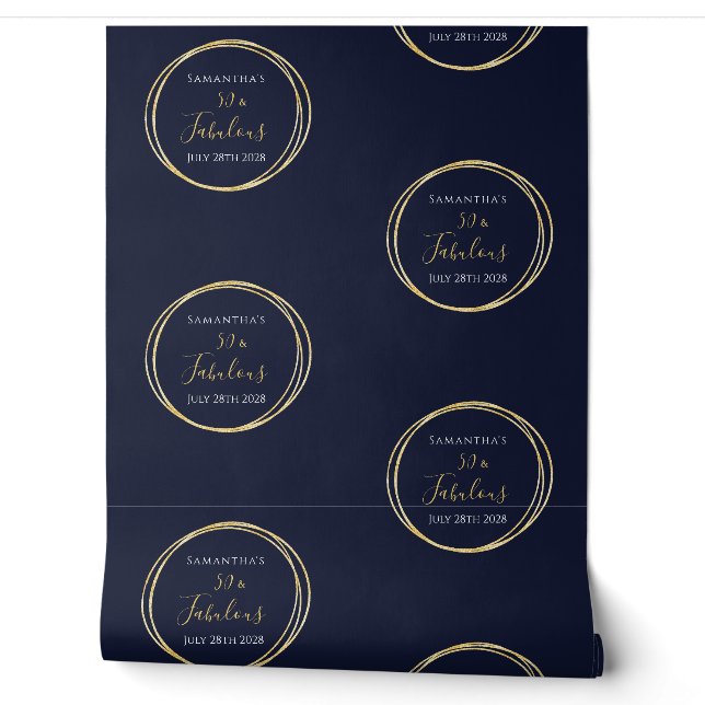 50. Geburtstag Navy Gold 50 Fabulous Tapete (Abrollen)