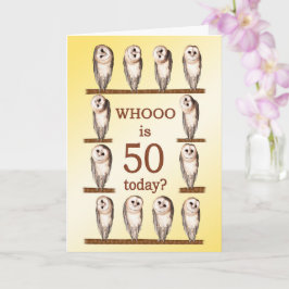 50. Geburtstag, neugierige Eulen Karte