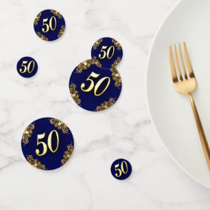 50. Geburtstag oder Jahrestag Regal Gold und Blau Konfetti