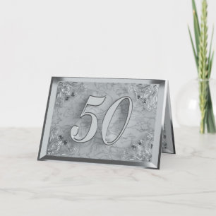 50. Geburtstag oder Jubiläum Regal Silver Marble Karte
