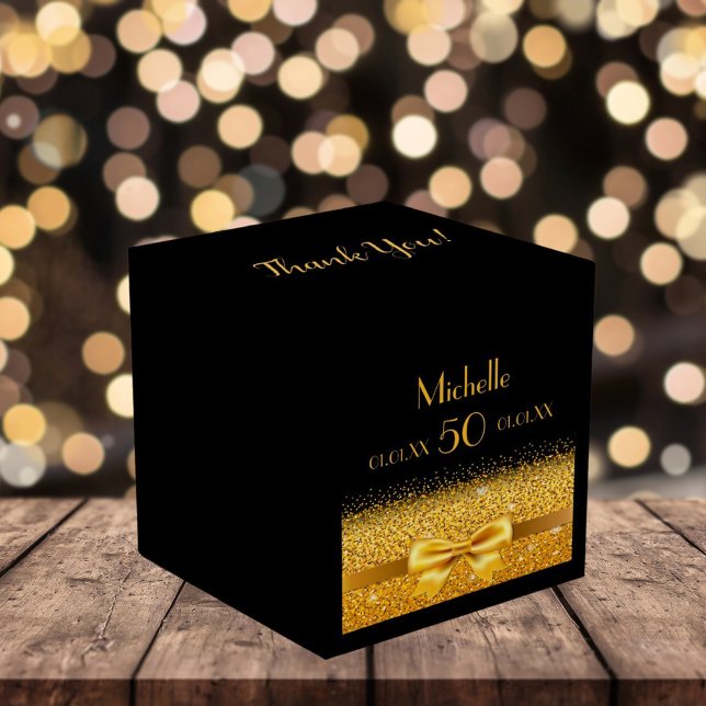 50. Geburtstag Party schwarzes Gold Vielen Dank Geschenkschachtel (Von Creator hochgeladen)