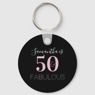 50. Geburtstag Personalisiert Schwarz Rosa Schlüsselanhänger
