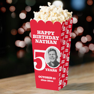 50. Geburtstag personalisierte Foto weiße rote Pop Geschenkschachtel