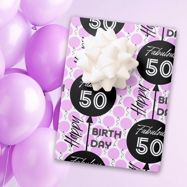 50. Geburtstag Pink Balloons Geschenkpapier Set (Von Creator hochgeladen)