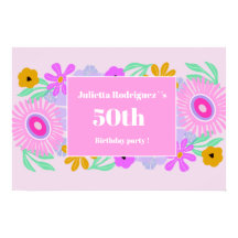 50. Geburtstag pink moderne süße florale chic Name