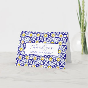 50. Geburtstag Portugiesisch Tiles Blue Vielen Dan Dankeskarte
