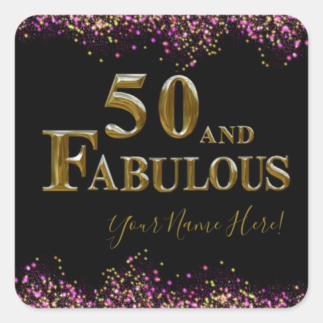 50. Geburtstag Quadratischer Aufkleber (Vorderseite)