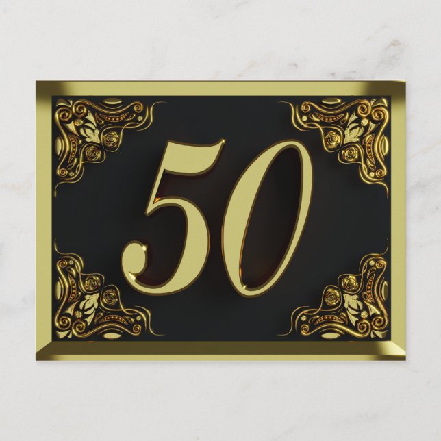 50. Geburtstag Regal Gold Einladung oder Gruß Postkarte (Vorderseite)