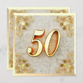 50. Geburtstag Regal Gold Marmor Gruß oder Einladung
