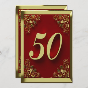 50. Geburtstag Regal Gold Red Greeting oder Einladung
