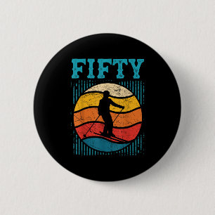 50. Geburtstag Retro Skifahren 50 Jahre alt Männer Button