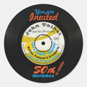 50. Geburtstag Retro Vinyl Record 45 RPM R Aufkleb Runder Aufkleber