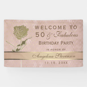 50. Geburtstag Rose Gold Glitzer Blume Banner